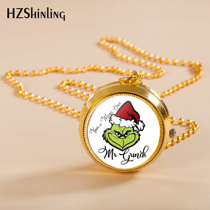 Wholesale Alloy Christmas Monster Grinch Rotating Pocket Watch JDC-PH-XiangL002