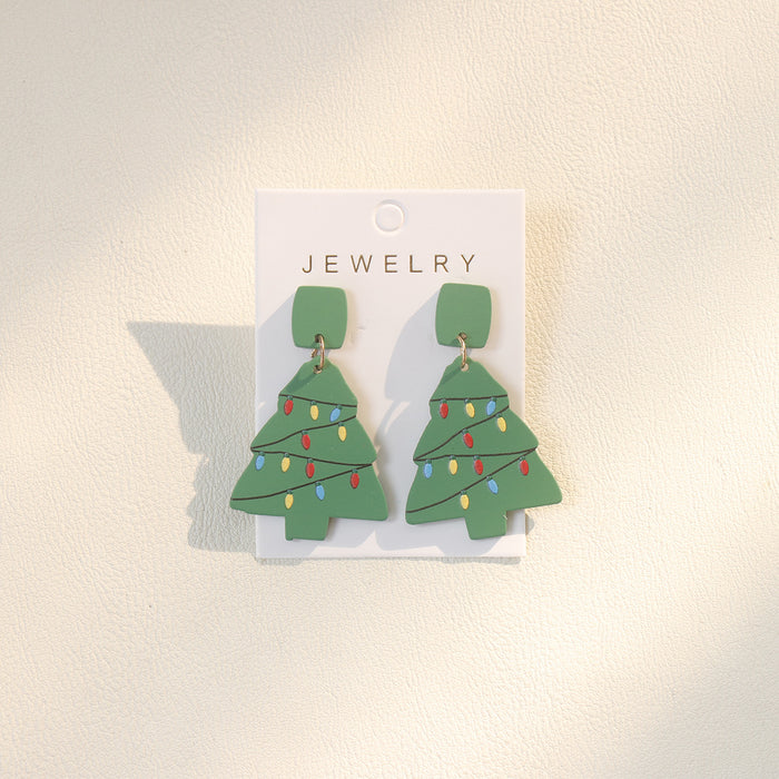 Wholesale Christmas Cane Snowflake Graffiti Acrylic Drop Earrings