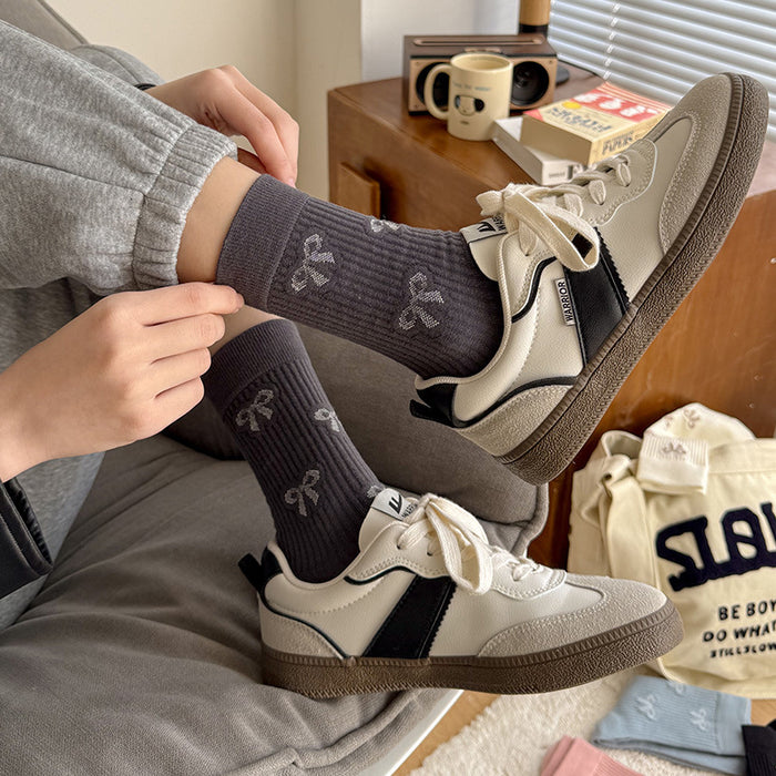 Wholesale Butterfly knot socks, children's mid tube socks, pile socks, boneless long tube socks, fashionable women's socks