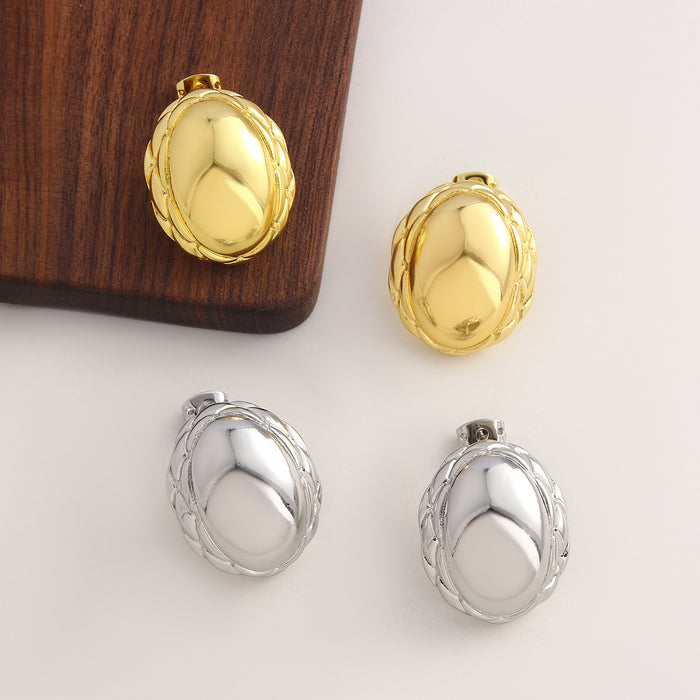 Wholesale Copper Metal Style Pleated Geometric Earrings JDC-ES-BaiTian005