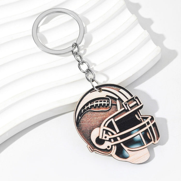 Wholesale Football Hat Wooden Keychain JDC-KC-RongR018