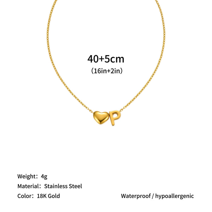 Wholesale Clavicle chain jewelry accessory 26 letter heart pendant titanium steel necklace