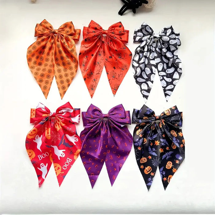 Wholesale  Hair Accessories Ghost  Web Streamer Spring Clip Pumpkin Hair Clip Fabric Print Clip Party Dress up