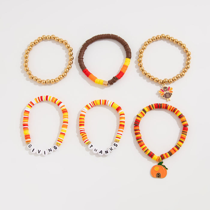 Wholesale Thanksgiving Maple Leaf Acrylic Bracelet Creative Handmade Soft y Beaded Bracelet suit