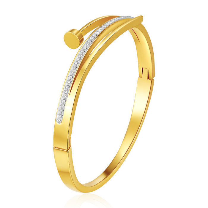 Wholesale Round stainless steel buckle electroplated diamond-encrusted bracelet