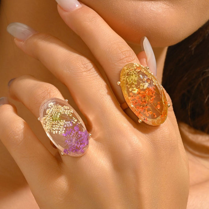 Wholesale Niche retro eternal flower ring, time resin dried flower creative DIY