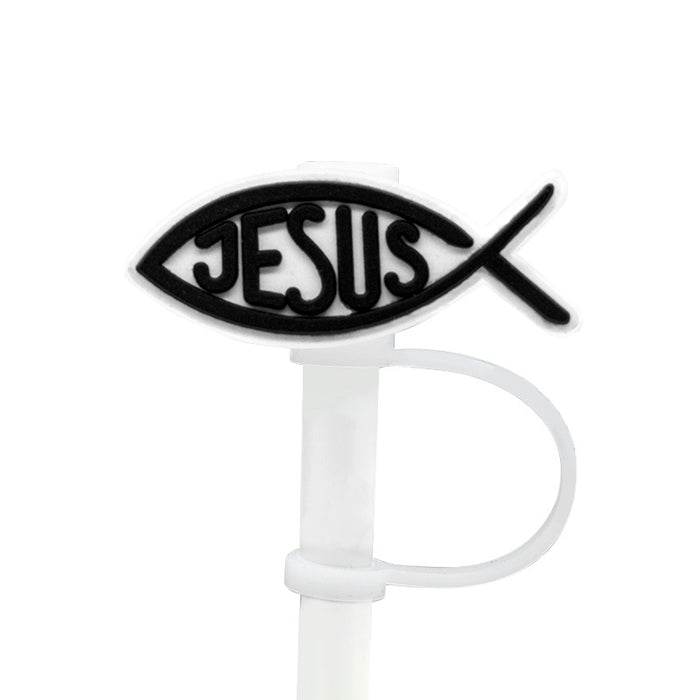 Wholesale 8-10mm 10PCS/PACK Cartoon Religious Silicone Dust-proof Straw Caps JDC-SCR-LaiAo020