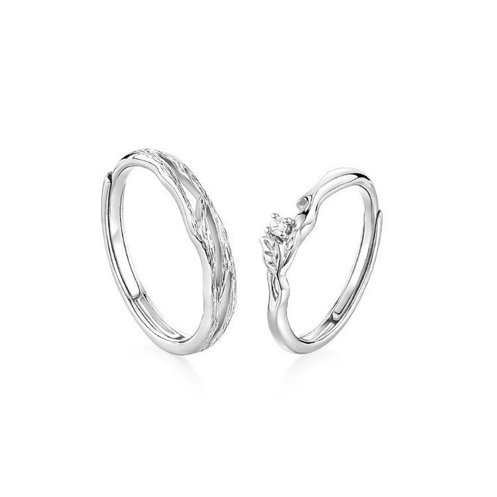 Wholesale Pure silver paired ring, light luxury, romantic, niche design, high-end feel, adjustable opening ring