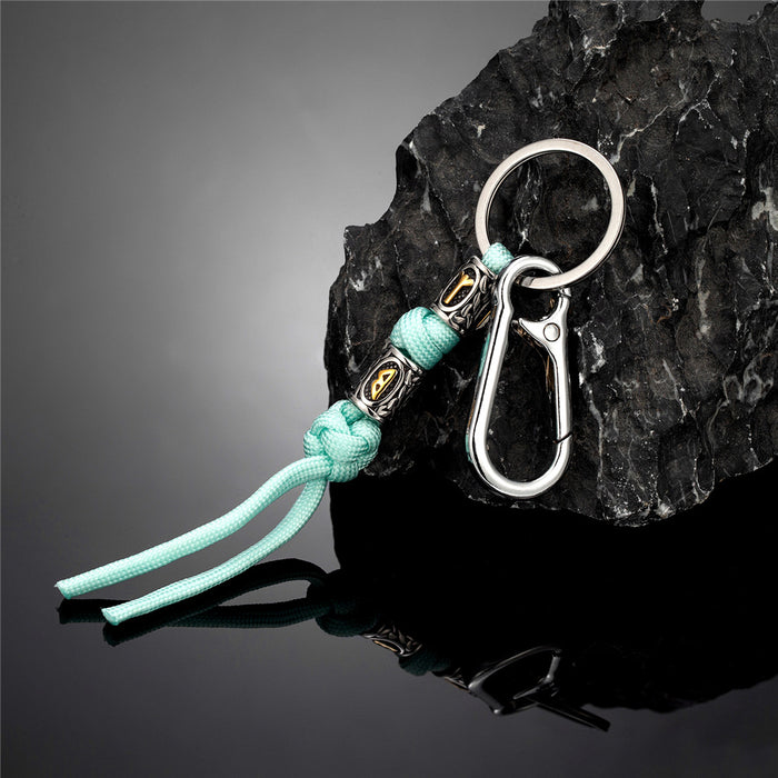 Wholesale Woven rope keychain, stainless steel keychain, bag hanging rope