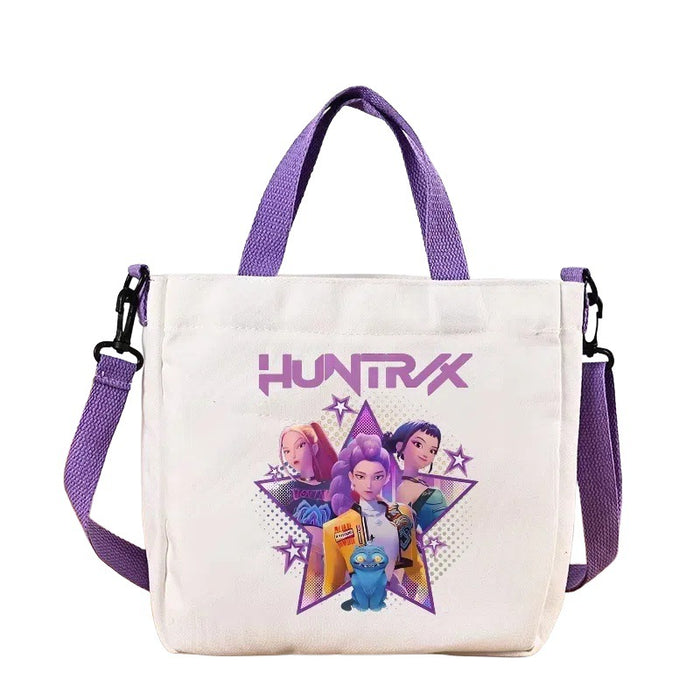Wholesale Kpop Cartoon Print New Purple Canvas Handbag,  Shoulder Bag,