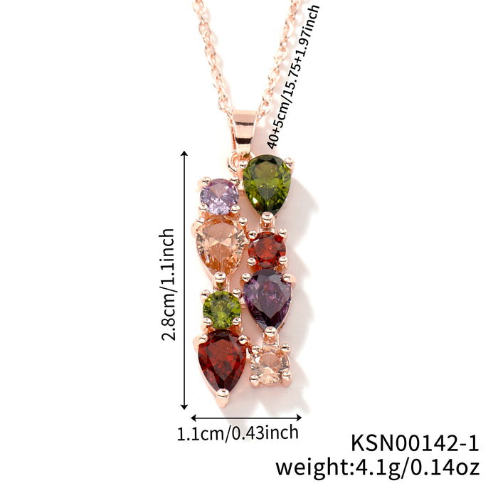 Wholesale Necklace Colored Stone Zircon Pendant Long Necklace Colorful Necklace