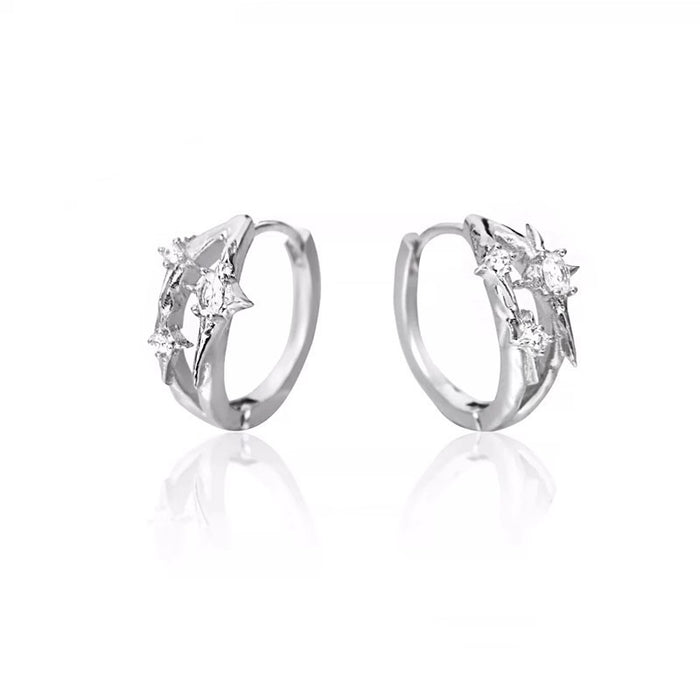 Wholesale New diamond studded earrings for men with a high-end feel. Zircon hollowed out earrings with simple design and personalized ear loops