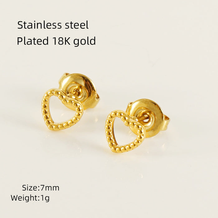 Wholesale Mini Heart-Shaped Irregular Titanium Steel Earrings
