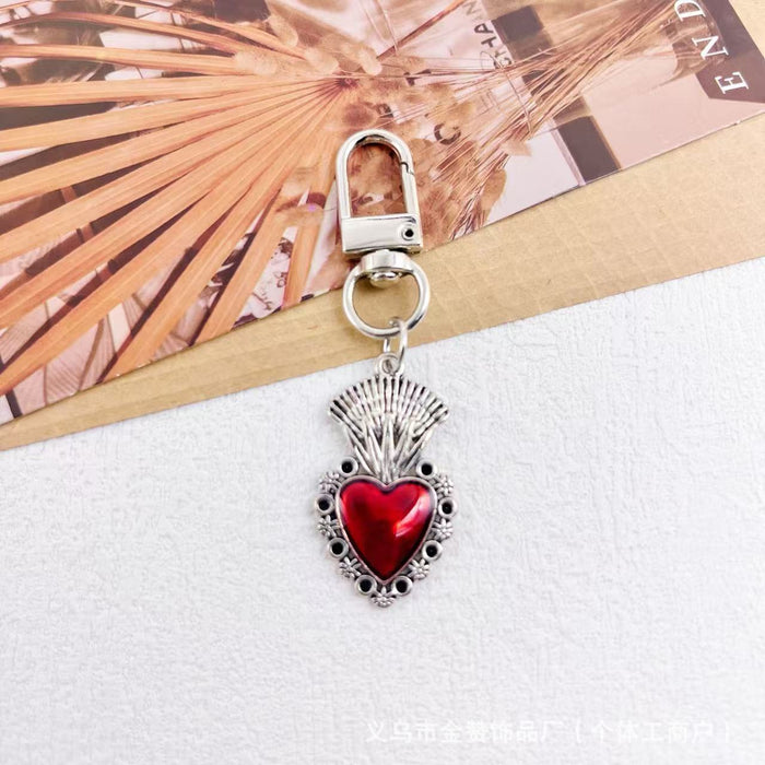 Wholesale Gothic style dark keychain pendant metal heart hot girl style palm bag cross pendant