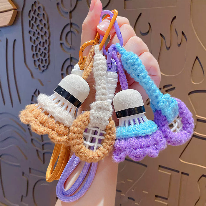 Wholesale Hand-woven badminton pendant wool bag pendant finished woven badminton keychain