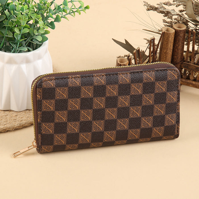 Wholesale PU Leather Long Wallet with Retro Print Design Large Capacity MOQ≥3