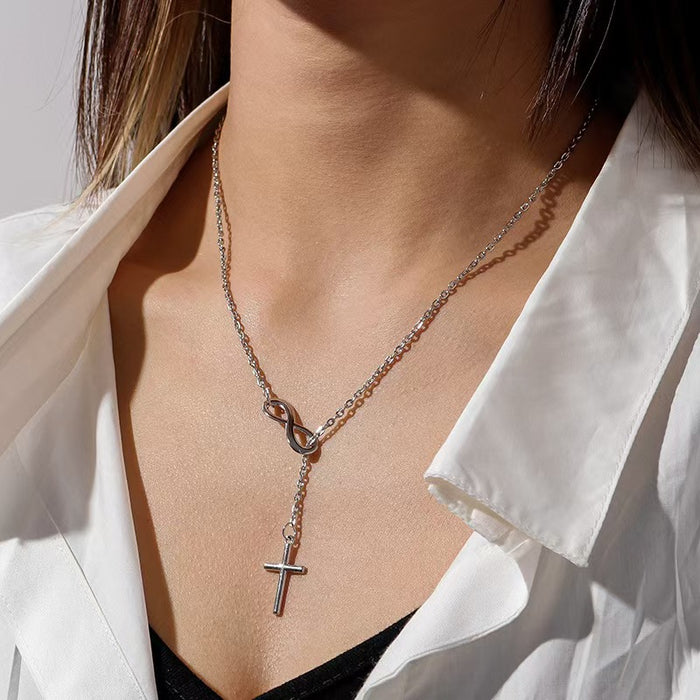 Wholesale Simple geometric minimalist short necklace cross necklace