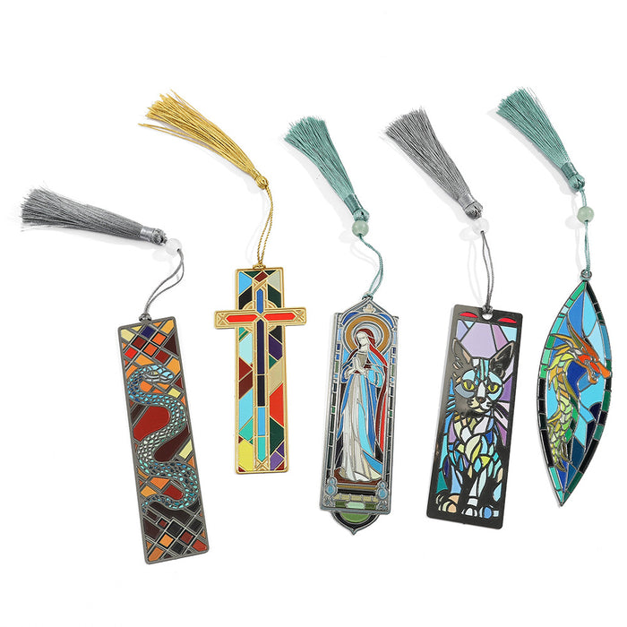 Wholesale Oil Painting Metal Tassel Accessories Bookmark