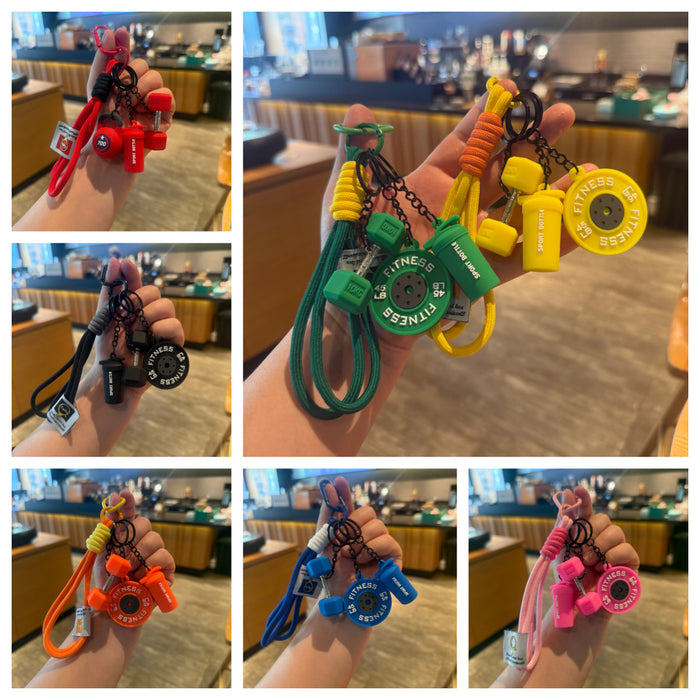 Wholesale Creative Mini Fitness Barbell Keychain