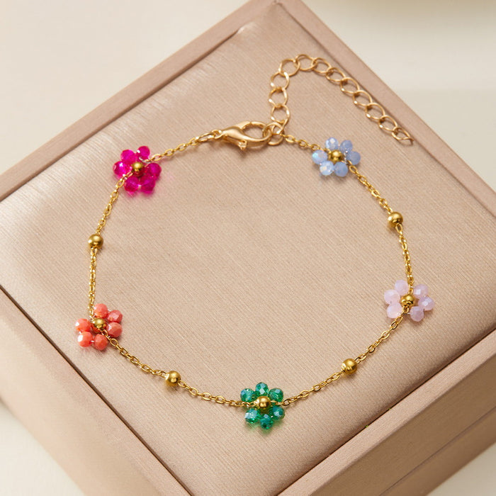 Wholesale Colored diamond heart-shaped chain bracelet