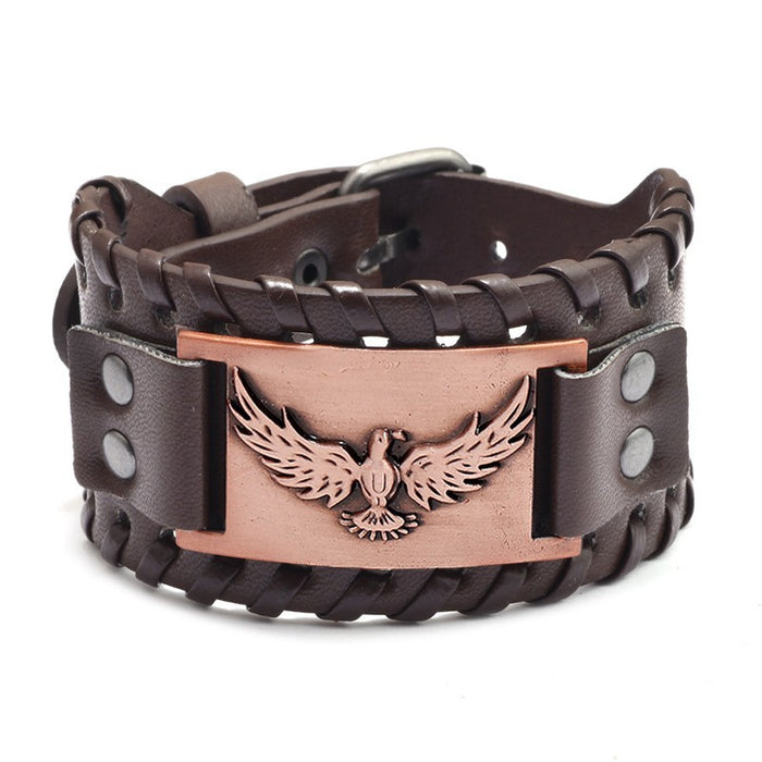 Wholesale Multi-layer Leather Wolf Head Men's Bracelet JDC-BT-FengH002