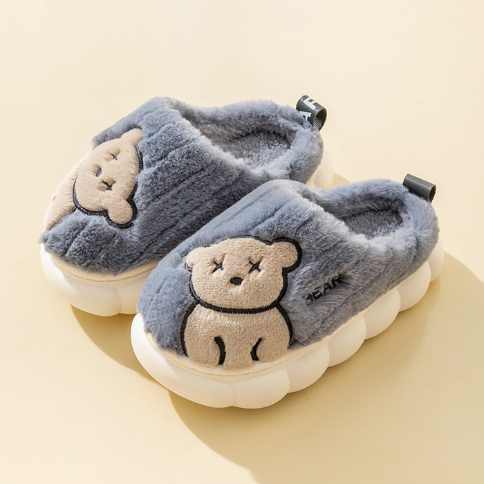 Wholesale Cotton slippers autumn and winter Boys Girls bear slippers home shoes kids furry slippers