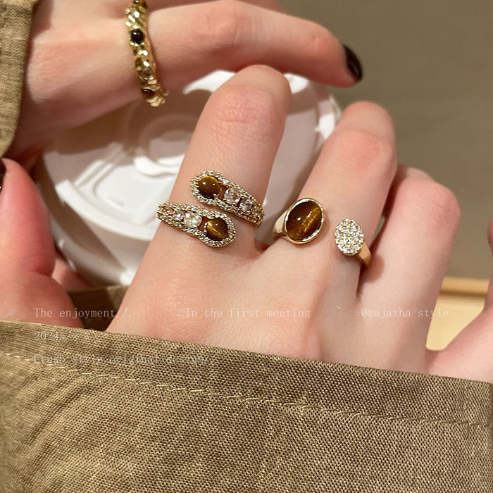 Wholesale Serpent-style Tiger' s Eye Open Ring