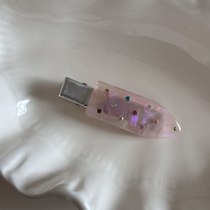 Wholesale Sweet and exquisite colored diamond hair clip with side bangs clip