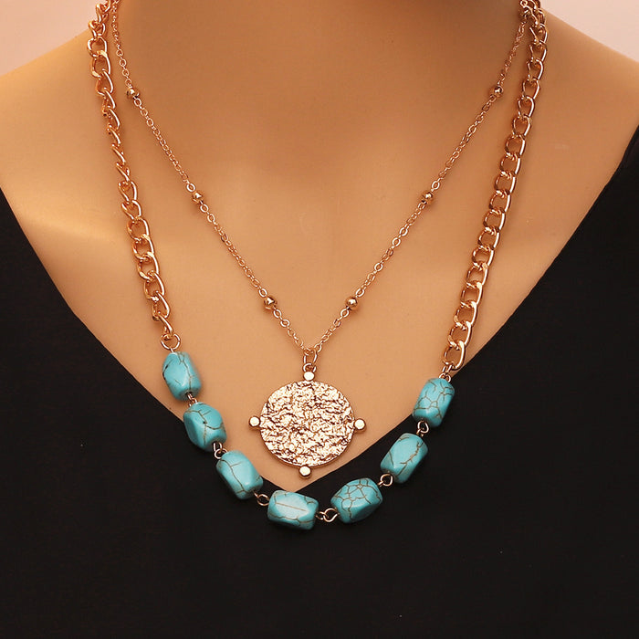 Wholesale turquoise alloy pendant necklace personality Joker