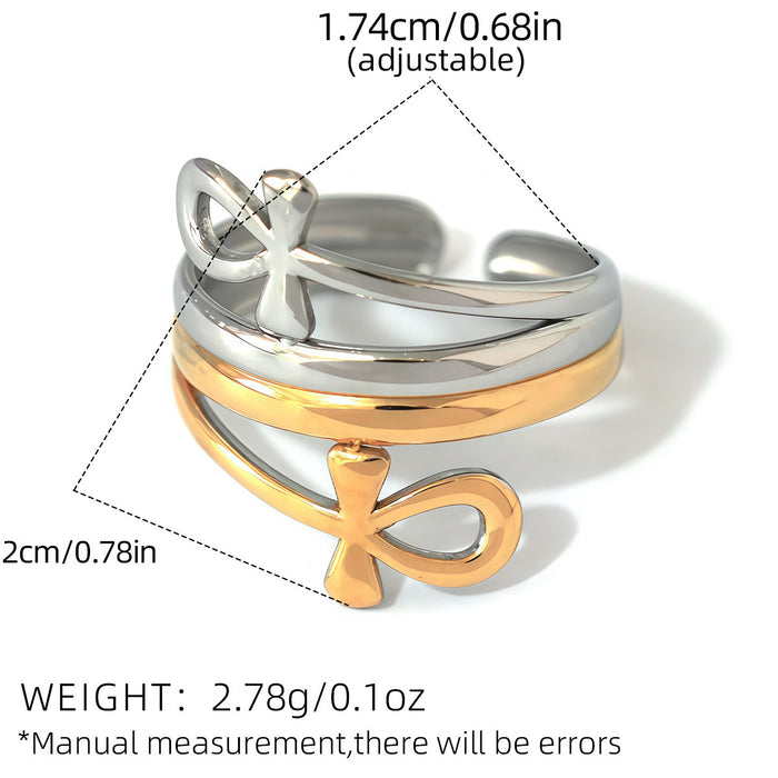 Wholesale Stainless Steel Key of Life Open Ring Simple Hand Jewelry Women