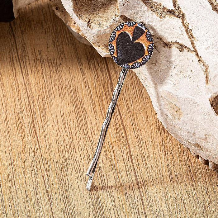 Wholesale western style cow head sunflower pattern printing hairpin