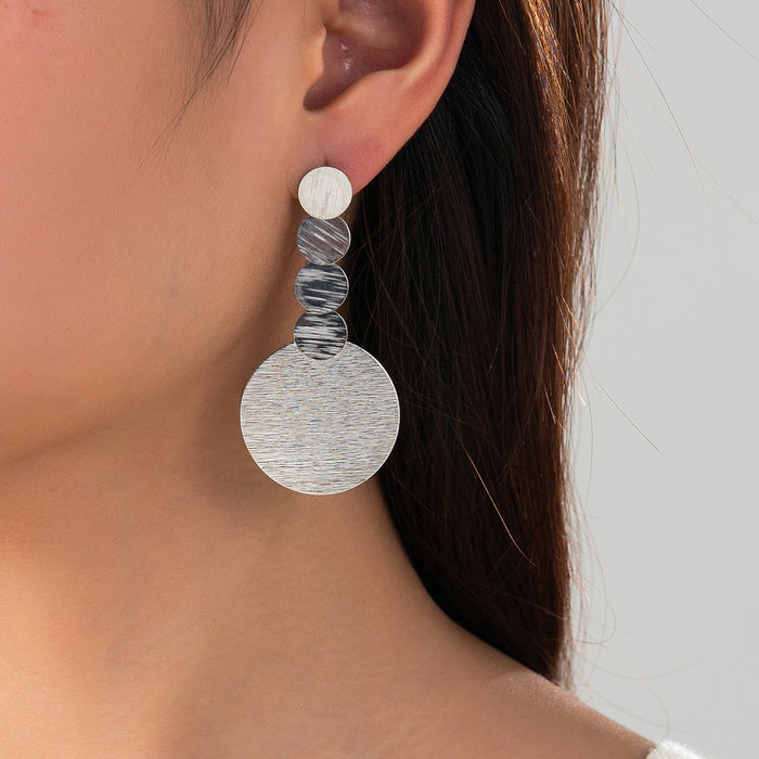 Wholesale New Light Luxury Exaggerated Circular Splicing Earrings with Geometric Style, Versatile Earrings and Earrings