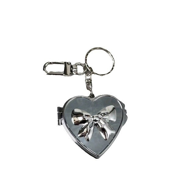 Wholesale  Niche silver Bow Love Mirror Keychain