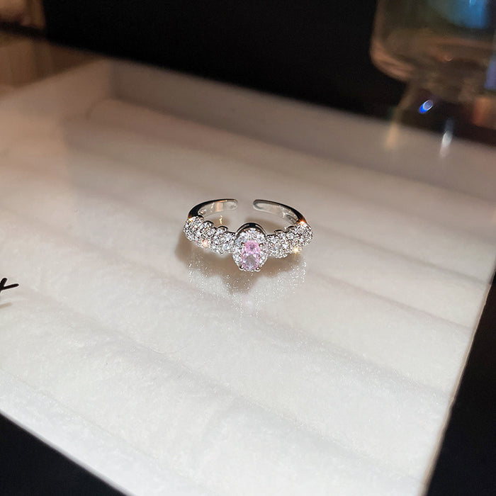 Wholesale Zircon diamond geometric love open ring sweet niche fresh index finger ring fashion high-end jewelry