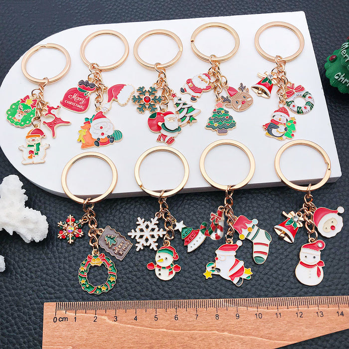 Wholesale Zinc Alloy Christmas Keychain with Snowman Elk Design Festive Gift Keyring