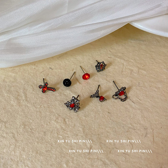 Wholesale Niche design spider diamond cross, heart chain, earring, personalized, versatile, high-end feeling earring