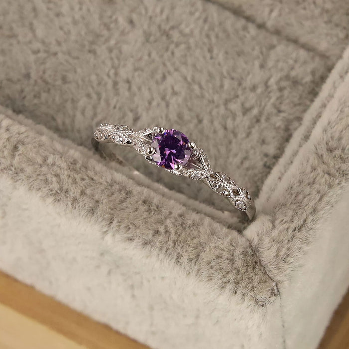 Wholesale Light luxury amethyst zircon ring, simple and fashionable gemstone ring