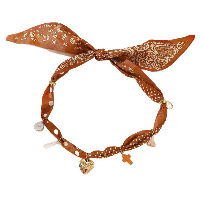 Wholesale Stylish Leopard Print Silk f Necklace Coffee Color Acrylic Pendant Jewelry Accessory