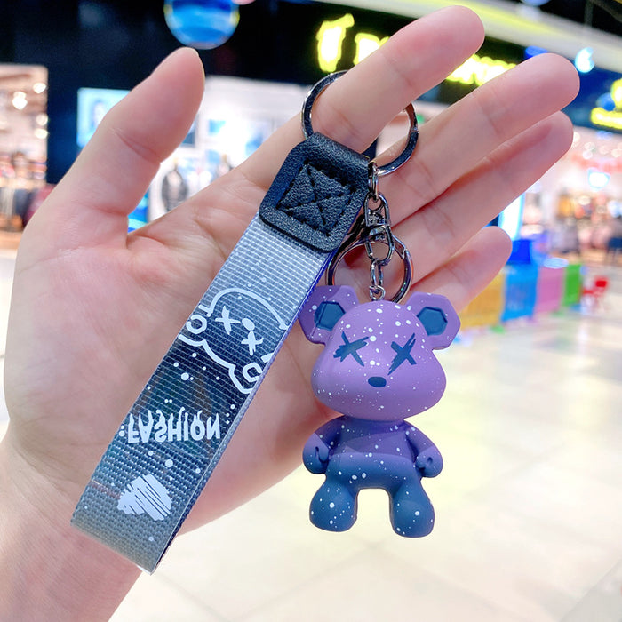Wholesale Cartoon Starry Sky Chameleon Bear Keychain Cute Trendy Fashion Little Bear Car Keychain Couple Bag Pendant