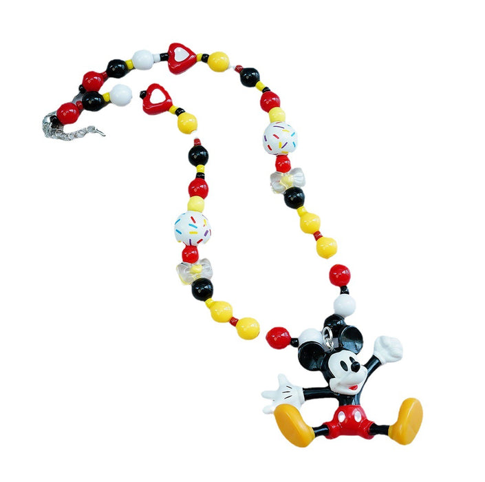 Wholesale Cute Mickey Mouse Acrylic Colorful Beaded Necklace JDC-NE-XNWR001