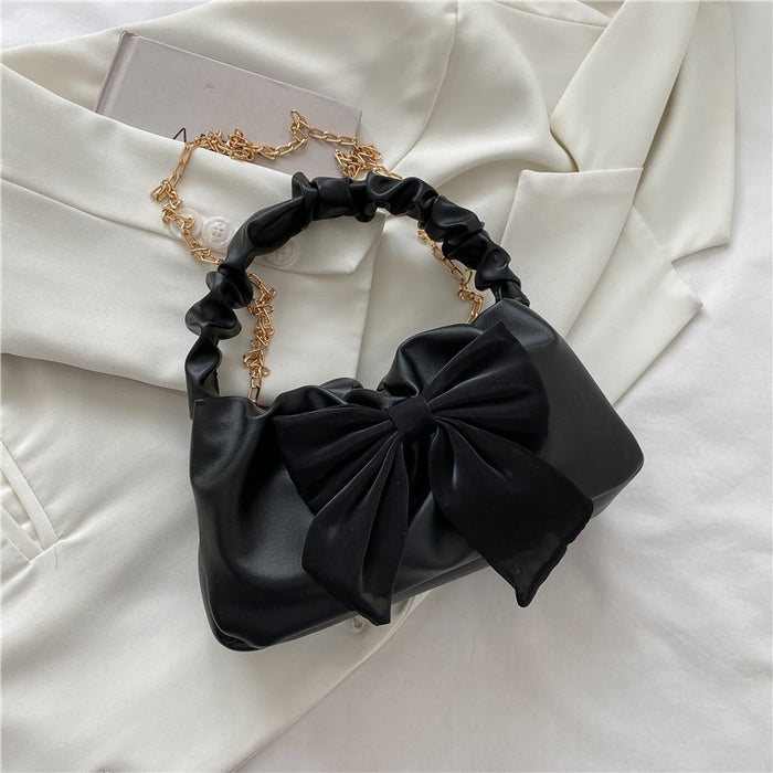 Wholesale Bow decoration small bag fashionable hand-held shoulder bag simple temperament crossbody