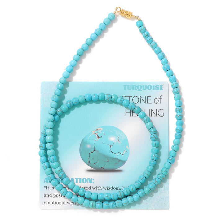 Wholesale 6mm stone bead screw clasp necklace card packaging choker necklace