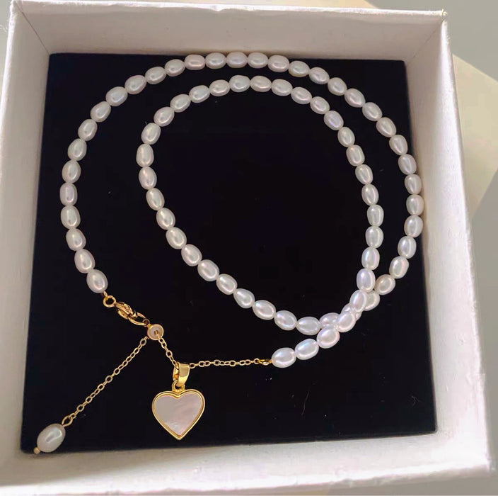 Wholesale Natural Freshwater Pearl Necklace Women's Fashion 18K Gold Plated Chain Necklace Chain