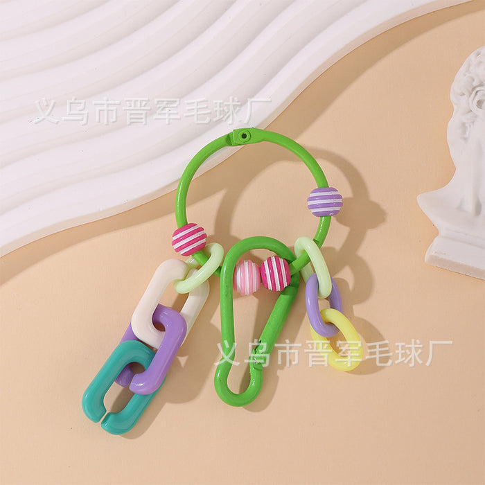 Wholesale Colorful creative couple love chain keychain handmade DIY girls doll bag pendant accessories