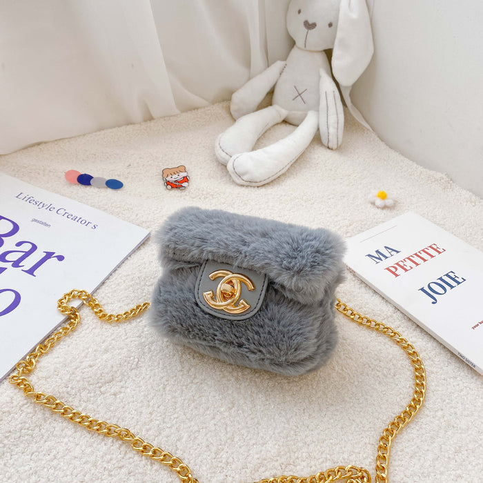 Wholesale Plush small square bag, stylish chain crossbody bag