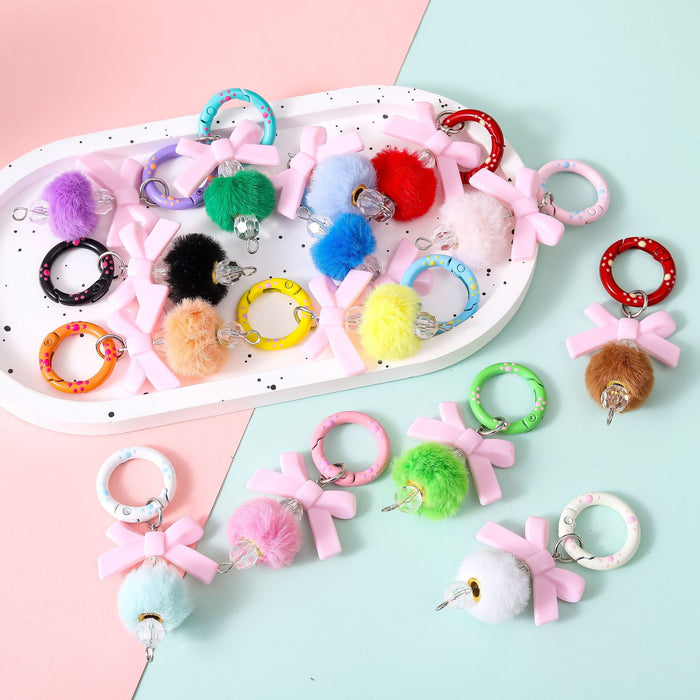 Wholesale New Creative Bow Hairball Phone Chain DIY Handmade Hanging Accessories Keychain Hanging Accessories Wholesale