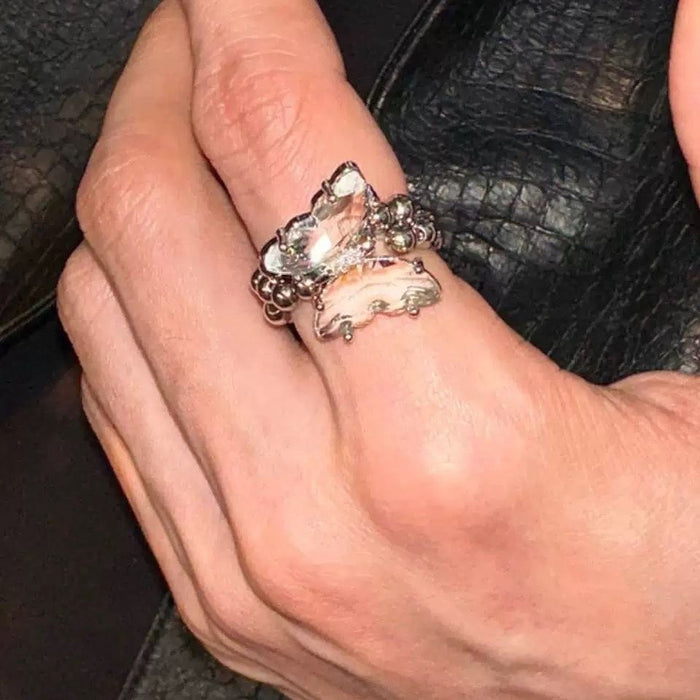 Wholesale Dark cold red butterfly high-end ring