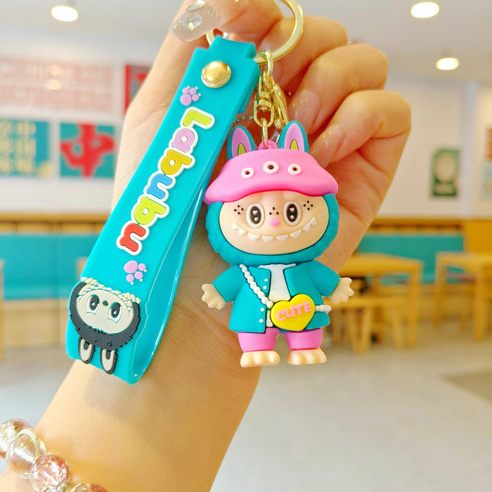 Wholesale New cross-dressing  cartoon keychain cute couple schoolbag pendant car keychain claw machine small gift