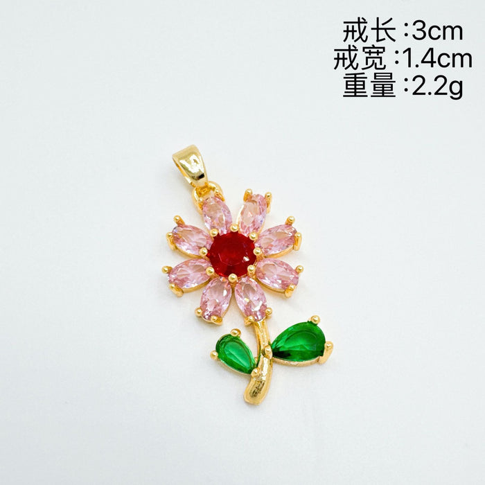 Wholesale Flower Pendant Necklace Gold Plated Copper Rhinestone Jewelry Accessory