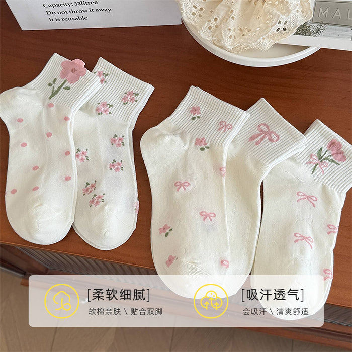 Wholesale Socks, cotton short socks, thin, cute and versatile, bow tie, anti odor, low top boat socks